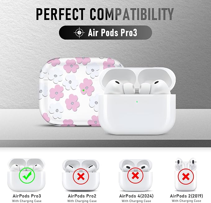 for AirPods Pro 3 Case (2025) with Cleaner Kit, Cute Soft Silicone Cover Compatible AirPods Pro 3rd Genera case with Keychain for Women Men with Keychain for Airpod Pro case(2025) Six Leaf Clover