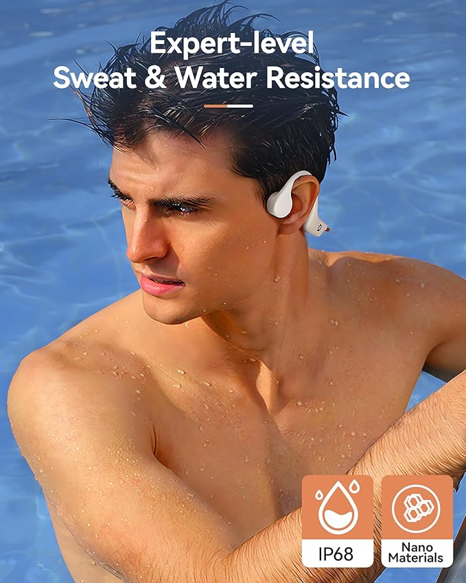 Open Ear Sport Headphones, Wireless Bone Conduction Earphones, Built-in 32GB MP3,with Mic, IP68, Sweat & Water Resistant, Up to 8 Hours Battery, Bluetooth 5.3,for Running,Swimming,Workouts