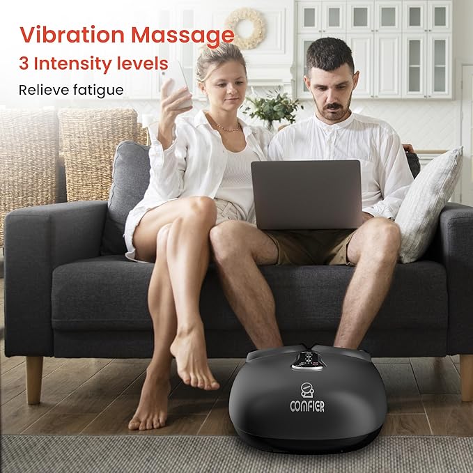 COMFIER Shiatsu Foot Massager with Heat, Kneading Rolling,Vibration, Compression,Remote Control,Foot Massage for Neuropathy,Plantar Fasciitis,Size 13“