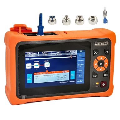 Mini-Pro SM OTDR 1310/1550nm 26/24dB 4.3 inches Touch Screen Test Rang 5m-100Km Optical Network Tester Built in OPM/OLS / RJ45 / VFL UPC Connector with FC/UPC-FC/APC-SX (YD-4000-Adapter)