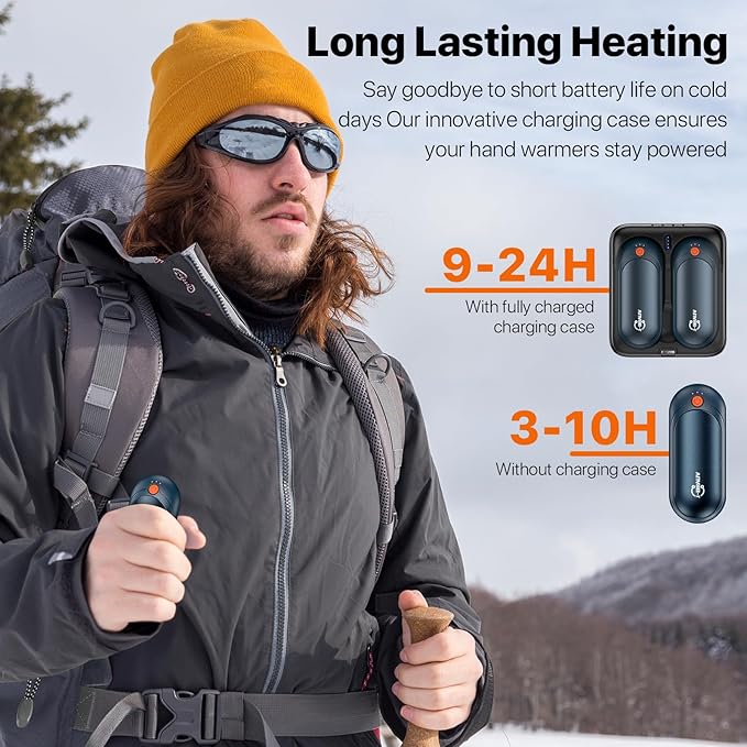 Electric Hand Warmers Rechargeable 2 Pack，24H Heating 5 Levels Heat Double Sided USB C Hand Warmer Gifts for Christmas, Outdoor, Golf, Hunting, Camping Accessories