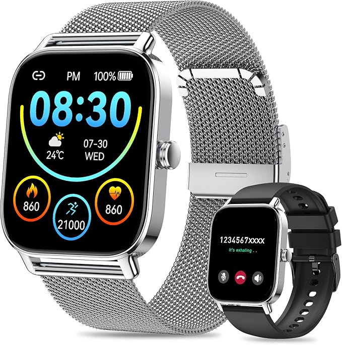 Smart Watch for Men Women Fitness: Waterproof Make Answer Call Digital Mens Watches Pedometer Smartwatch for Android Phone iPhone Samsung Compatible SpO2 Sleep Heart Rate Monitor Running Step Tracker