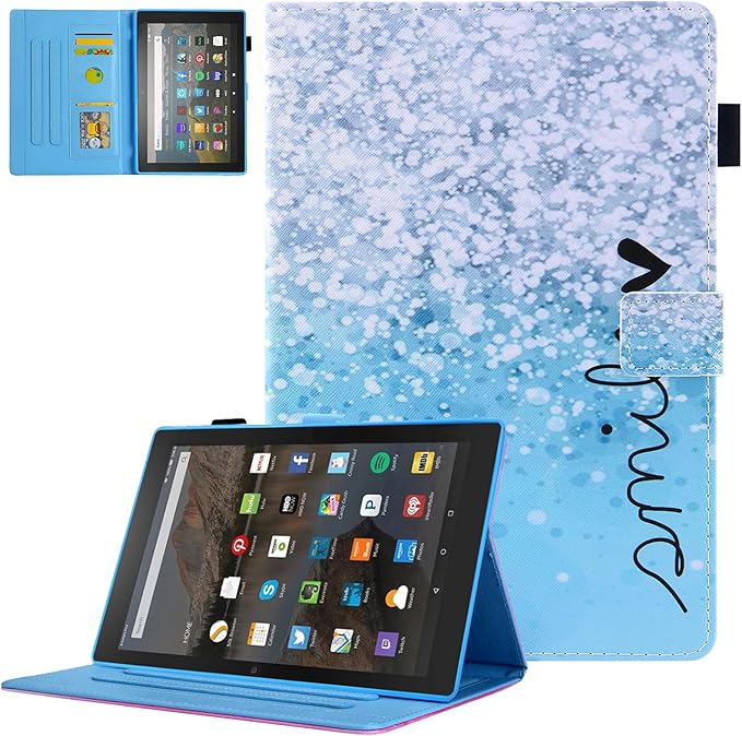 Dteck for Fire Max 11 Tablet Case 13th Generation 2023 11", PU Leather Protective Folio Fold Stand Case with Auto Sleep Wake, Adjustable Viewing Angles, 4 Card Slots, Slim Thin Cute Case, Silver Blue