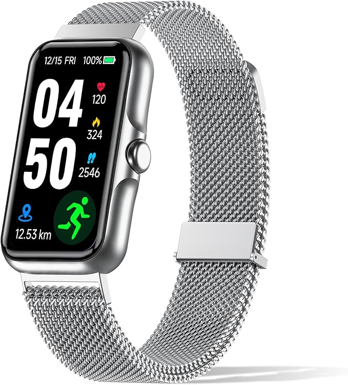 Fitness Tracker with 24/7 Continuous Heart Rate, Blood Oxygen Monitor, Smart Watch with Sleep Monitor, IP68 Waterproof Activity Tracker Step Counter for Women Men (Silver)