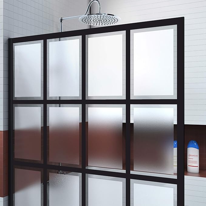 DreamLine Montego Toulon 34 in. x 72 in. x 3/8 in. Frameless Single‑Panel Shower Screen Door for Walk-in Shower in Matte Black