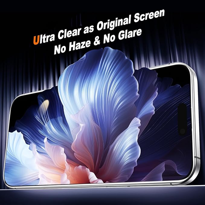 Compatible with iPhone 16 Pro Max Case and Tempered Glass Screen Protector Blue