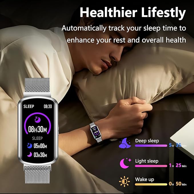 Health Fitness Tracker, Smart Watch with 24/7 Heart Rate and Blood Pressure Monitor, Activity Tracker with Blood Oxygen, 120 Sport Mode Waterproof Sleep Tracker for Women Men (Silver)
