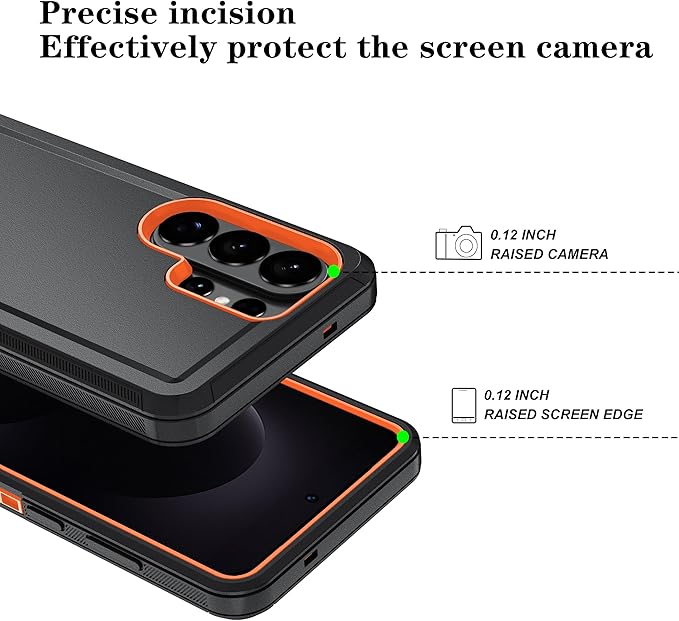 ONOLA Phone Case for Samsung Galaxy S26 Ultra Case with HD Screen Protector, Heavy Duty Shockproof & Dropproof 3-Layer Cover Phone Case for Galaxy S26 Ultra 6.9'',BlackOrange