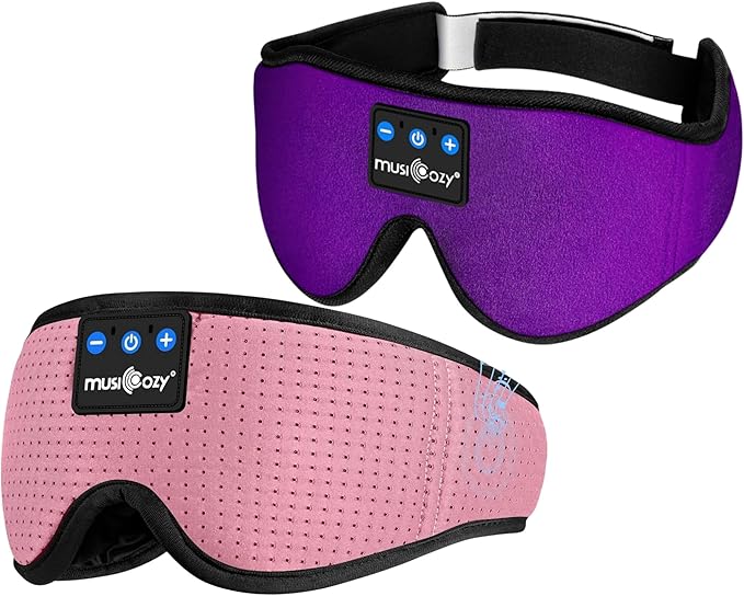 MUSICOZY Sleep Headphones Breathable Bluetooth 5.4 Headband 3D Sleeping Headphones, Wireless Eye Mask Sleep Earbuds for Side Sleeper Women Office Air Travel Cool Tech Gadgets Unique Gifts