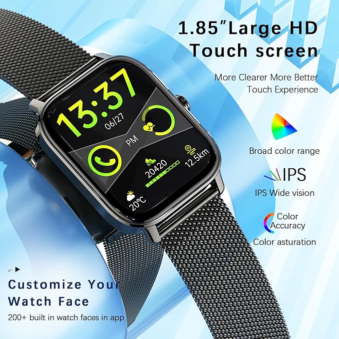 Smart Watch for Women Men Fitness: Make Answer Call Digital Mens Watches Waterproof Running Smartwatch for Android Phone iPhone Samsung Compatible Heart Rate Monitor SpO2 Pedometer Step Tracker