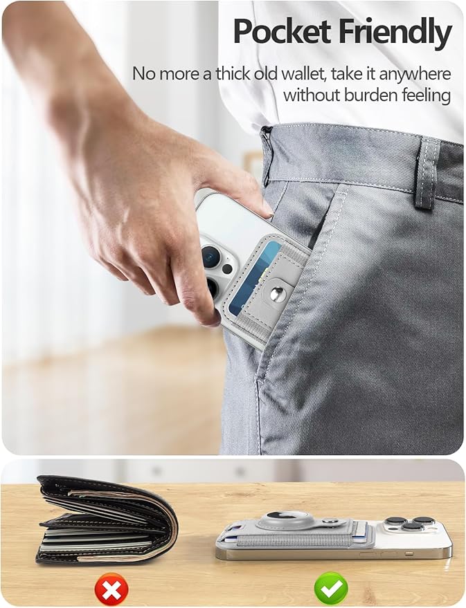ExtreLife For Magsafe Wallet with Airtag Holder, 6-Card Holder, Stronger Magnetic Card Holder for iPhone 17/16/15, iPhone 14/13/12 Series, Mag Safe Wallet, RFID Blocking, Not included Airtag
