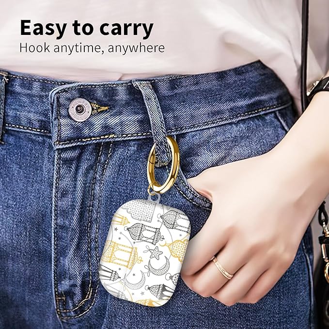 Compatible with Airpod pro 2nd/1st Generation Case Cover with Gold Round Keychain Cute Pattern Hard & Anti Slip Cover for Men Women & Girls（Nice Castle）