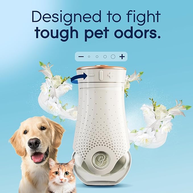 Glade PlugIns Refills Air Freshener Starter Kit, Pet Fresh Scent, Scented and Essential Oils for Home and Bathroom, 0.67 Fl Oz, 1 Warmer + 2 Refills