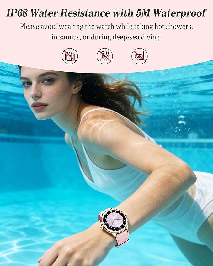 Smart Watch for Women, Ladies & Men, 1.27'' Fitness Watch [41mm case] with Call Receive/Dial, Heart Rate/Stress/Sleep Monitor, AI Voice, IP68 Waterproof Smartwatch with Calculator, Calendar, Games