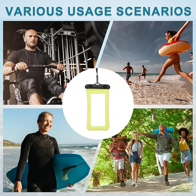 PATIKIL 6Pcs Waterproof Phone Pouch Floating No Sink Universal Cellphone Dry Bag Waterproof Phone Case for Kayaking Beach Swimming Hiking, Yellow