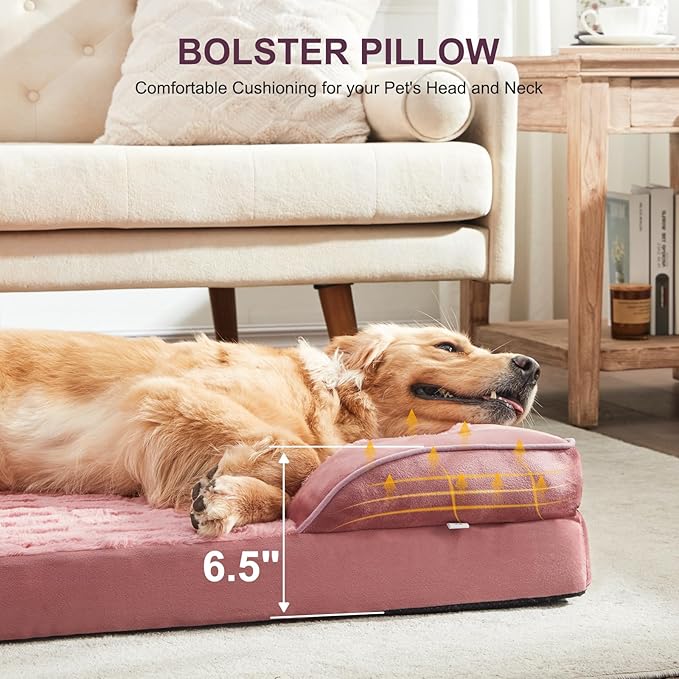 FURTIME Orthopedic Bed for Large Dogs, XL Washable Dog Beds Large Sized Dog, Comfy Supportive Foam Pet Couch Bed with Removable Washable Cover, Waterproof Extra Large Sofa Bed Foam and Nonskid Bottom
