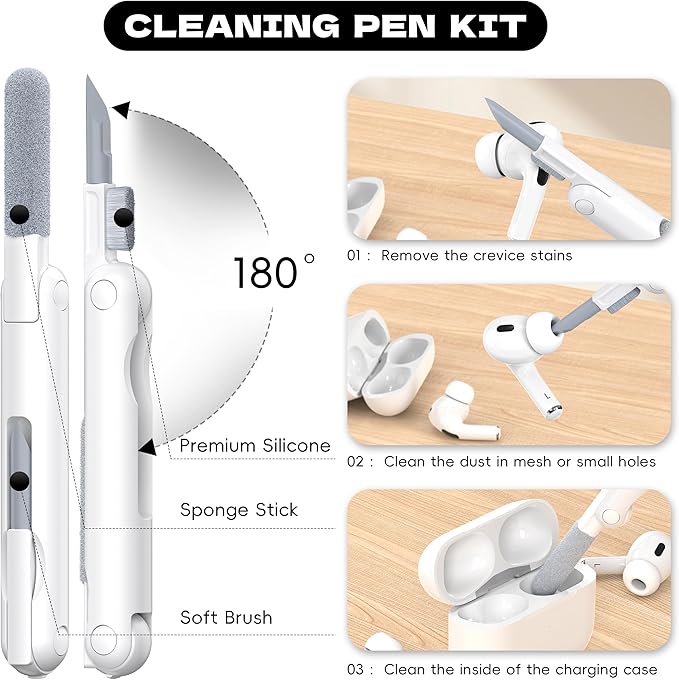 Airpods Pro 2nd/1st Generation Case Cover, Compatible with Airpods Pro Case 2nd Gen USB C Charging Port, Clear Soft Transparent Military Grade Shockproof Case, Clear Black