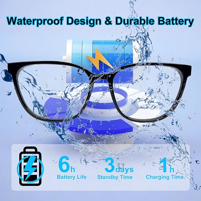Smart Glasses with Photochromic Lenses for Men and Women AI Translation Smart Glasses with Translator 164 Languages IP67 Waterproof Bluetooth Glass Blue Light Protection