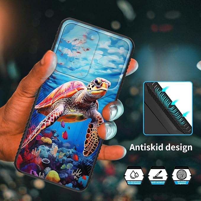 for Galaxy A26 5G Case Built in Slide Camera Lens Cover,Heavy Duty Shockproof Protection Dual Layer Case for Samsung Galaxy A26 5G 6.7" 2025,Sea Turtle Swimming Underwater