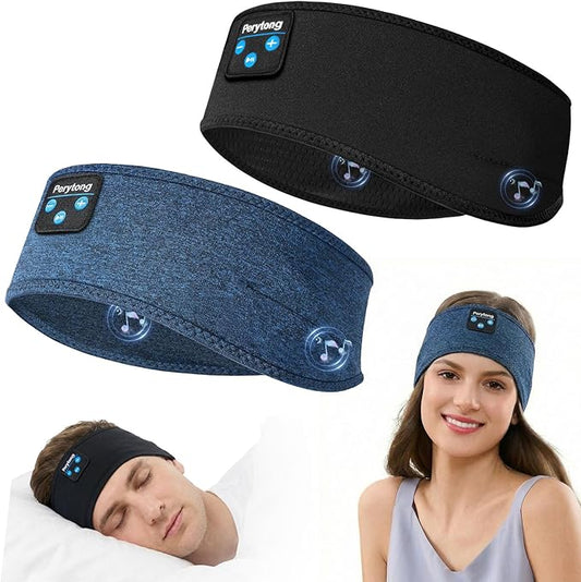 2 Pack Sleep Headphones Headband, Bluetooth Sleeping Headphones for Side Sleepers, Wireless Headband Headphones with Ultra-Thin Speakers, Noise Cancelling Sleep Mask Headphones for Women & Men