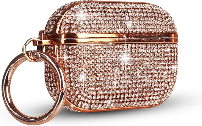 LUVI for AirPods Pro 3 Diamond Case Rhinestone Bling Glitter Crystal Shiny Sparkle Cute for AirPods Pro 3 Cover for Girls Women Wireless Charging Luxury Skin Rose Gold