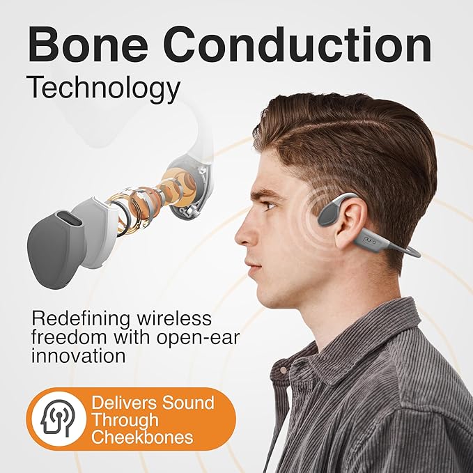 Puro Sound Labs PuroFree Bone Conduction Headphones – Bluetooth 5.3 with Built-in Mic, Sweatproof & IPX5 Waterproof, 6-Hour Battery Life, Lightweight Open Ear Headphones for Running, Sport & Fitness