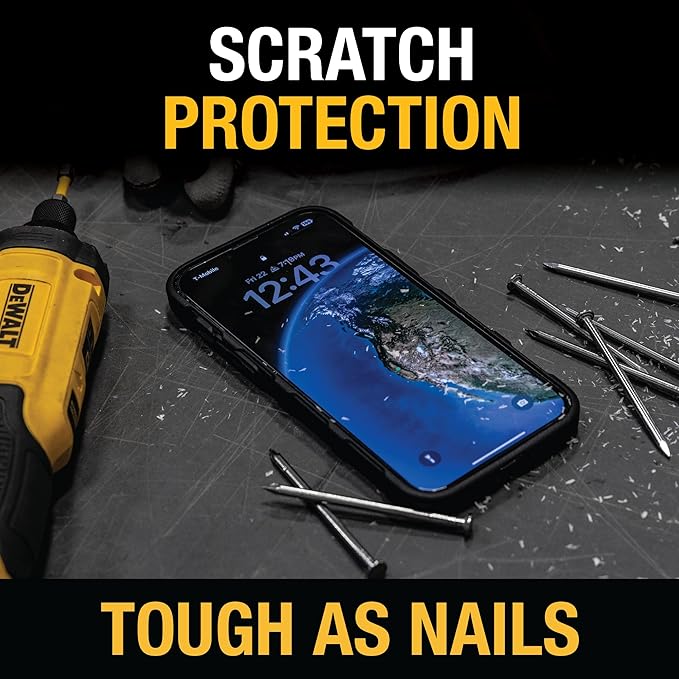 DEWALT Phone Case & Screen Protector Bundle for iPhone 16 – 360° Rotatable Magnetic Ring Stand + 2-Pack Tempered Glass for Ultimate Protection