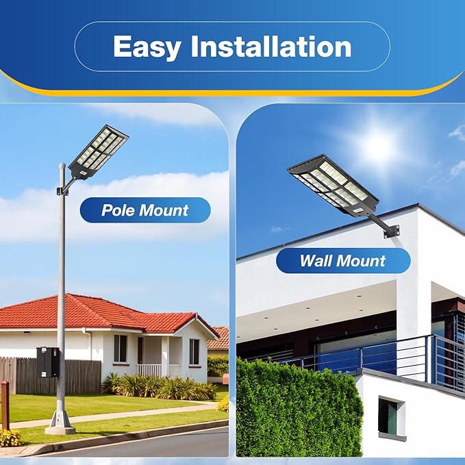 8000W Solar Lights Outdoor, 7000K Solar Street Light ,Commercial Solar Parking Lot Lights IP66 Waterproof Dusk to Dawn, Security Flood Light with Motion Sensor and Remote for Yard, Garage, Driveway