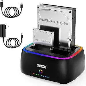 Dual Bay SATA Hard Drive Cloner Dock USB C 5Gbps | 2.5" 3.5" | 40TB