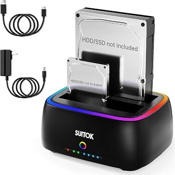 Dual Bay SATA Hard Drive Cloner Dock USB C 5Gbps | 2.5" 3.5" | 40TB