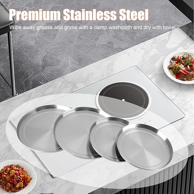 4PCS Stainless Steel Stove Burner Covers, Electric Stove Burner Covers Round Kitchen Stove Top Burner Covers Silver Stove Cover Set for Kitchen