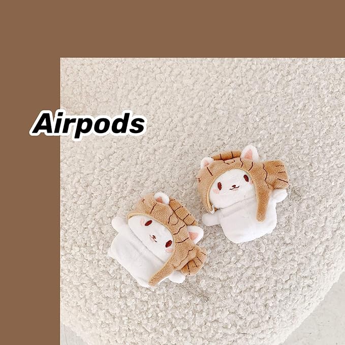 Yatchen Plush Case Compatible with AirPods Pro, Creative Cute 3D Cartoon Fur Cat Design Funny for AirPods Cover Case with Keychain Protective Case for AirPods Pro Cat