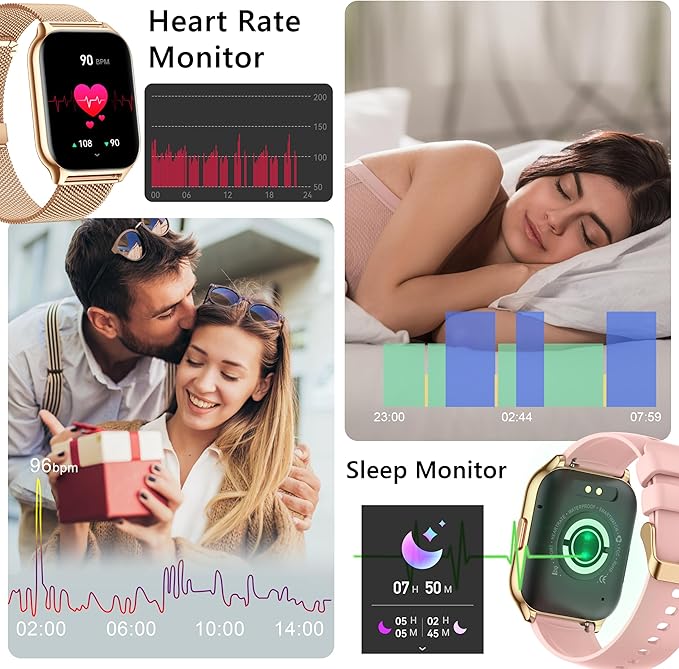 Smart Watch 45mm for Women Men(Dial/Answer Calls), 2.0" Fitness Tracker Watch with Heart Rate/Blood Pressure/Blood Oxygen Monitor for Android iOS
