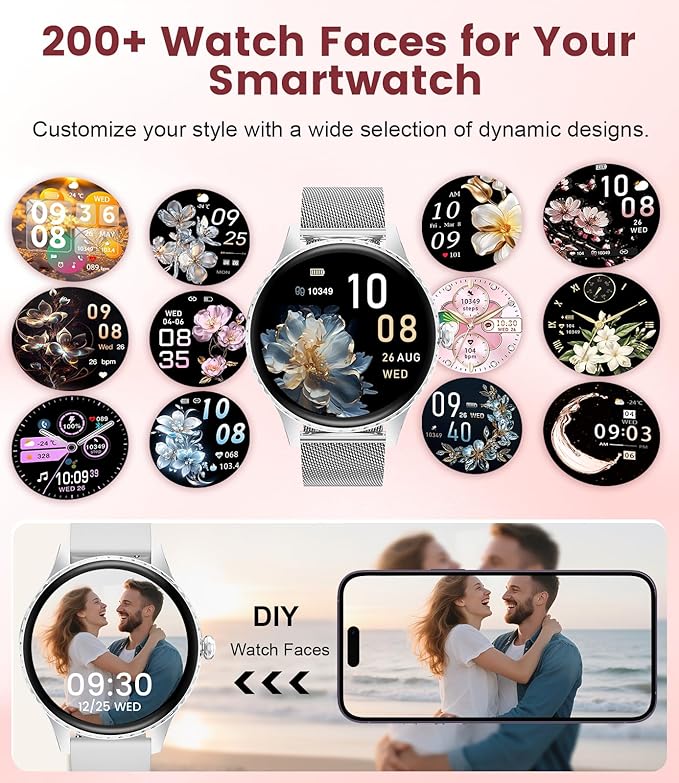 Smart Watch for Women with 2 Straps Bluetooth Calling,1.32" AMOLED Fitness Tracker with 112 Sports Modes, Heart Rate & Sleep Monitor, Waterproof Smartwatch for Android iOS