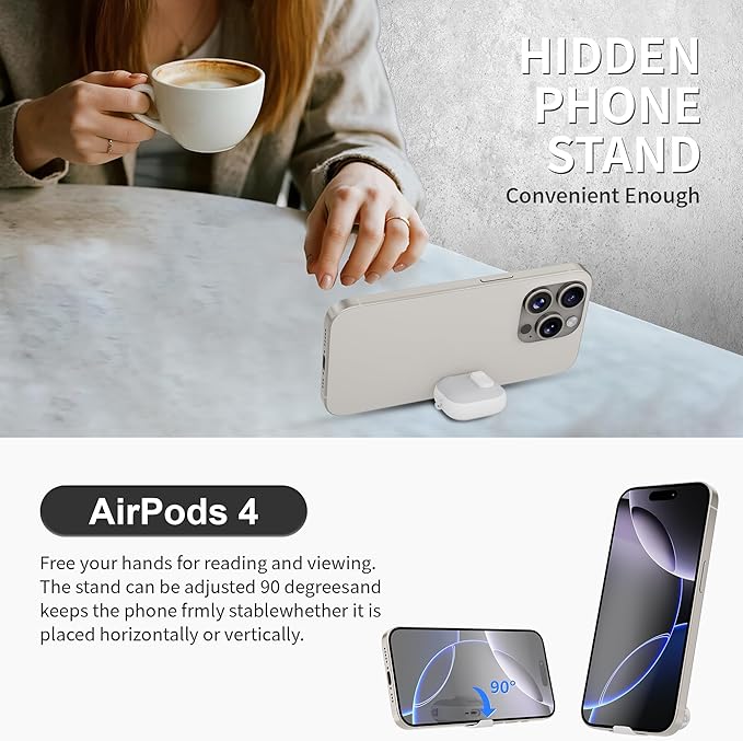 for AirPods 4 Case with Lock,TPU Leather Texture Protective Durability Anti-Lost & Shockproof Protective Cover Accessories with Cleaning Kit in Keychain for Apple AirPods 4 Generation (White/Grey)