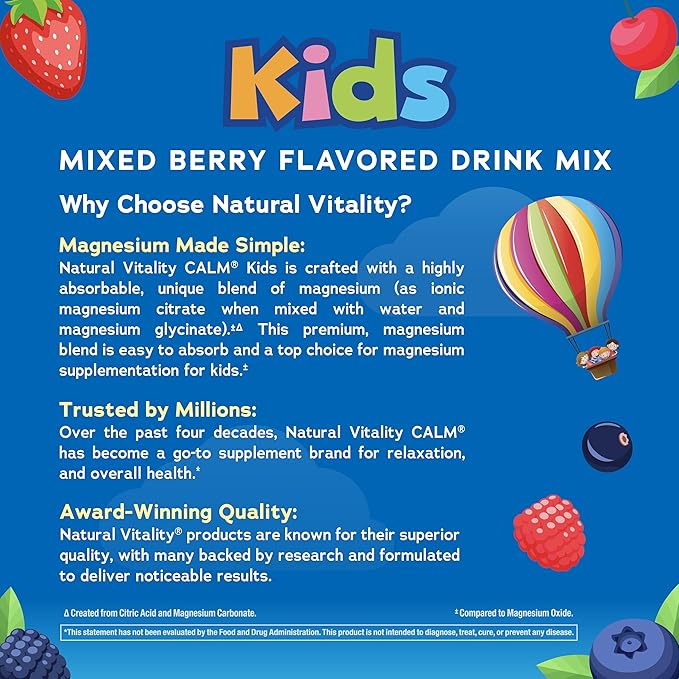 Natural Vitality Calm Sleep, Melatonin & Magnesium Citrate, Sleep Aid Drink Mix, GABA, Sleep Aid, Vegan, Gluten Free & Non-GMO, Mixed Berry Flavored, 16 oz