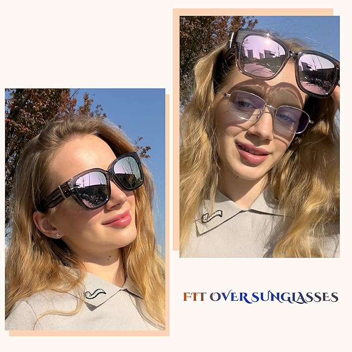 LVIOE 2 Pack Polarized Fit Over Sunglasses for Women Men Oversized Square Over Glasses Sunglasses with UV Protection LS7511