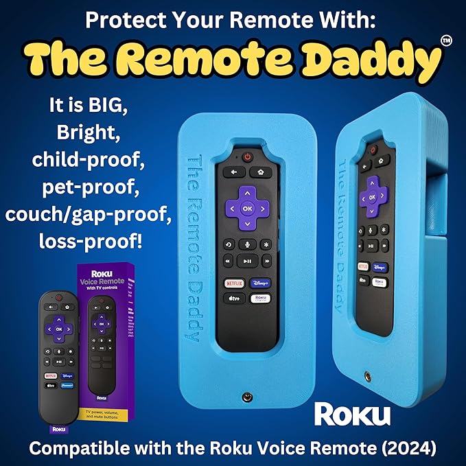 Stops Dog Chewing | Kid-Proof | Locks Battery Compartment | Shock-Absorbing Remote Cover | Prevents Remote Loss | Protective Case for Roku Voice Remote
