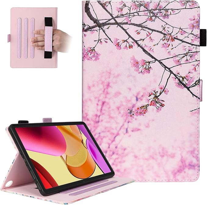 Dteck for Amazon Fire Max 11 Tablet Case 11" (13th Generation) 2023, PU Leather Shell TPU Back Cover Folio Slim Case with Auto Sleep Wake, Adjustable Viewing Angles, Cute, Pink Cherry