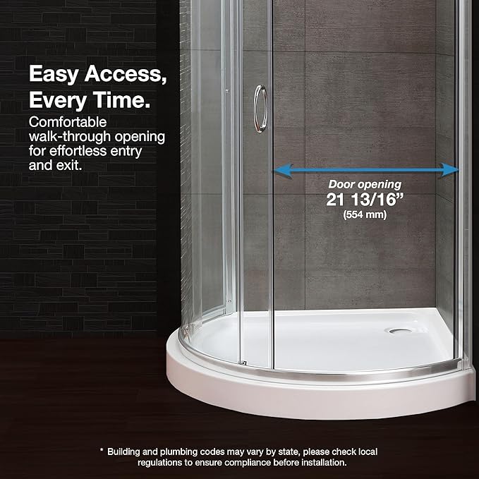 OVE Decors Breeze 34 in. Corner Shower Clear Sliding Door with Base in Chrome Finish