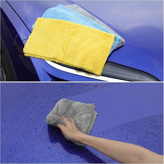 Microfiber Car Towels, 16" x 16" Upgraded 450gsm Ultra-Thick, Detailing Supplies for Car and Home Polishing Washing, Auto Interior/Exterior Rags|Grey 6-Pack