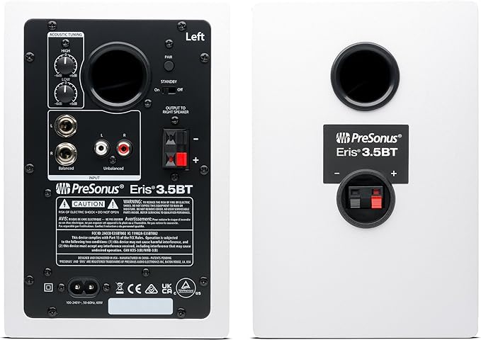 PreSonus Eris 3.5BT Studio Monitors, Pair — 3.5" Inch Powered Speakers, Bookshelf Speakers, Stereo, Desktop Computer, Near Field Music Production, Audio Mixing Recording