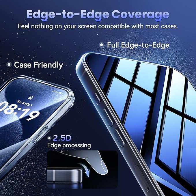 25° Anti-Spy Privacy Screen Protector for iPhone 15 Pro Max 6.7 Inch, 3-Pack with Auto-Alignment Kit – 9H Hardness, HD Clear, Bubble-Free, Case-Friendly Tempered Glass