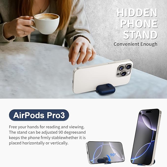 for AirPods Pro 3 Case with Lock,TPU Leather Texture Durability Anti-Lost & Shockproof Protective Cover Accessories with Cleaning Kit in Keychain for Apple AirPod Pro 3 Generation 2025(Midnight Blue)