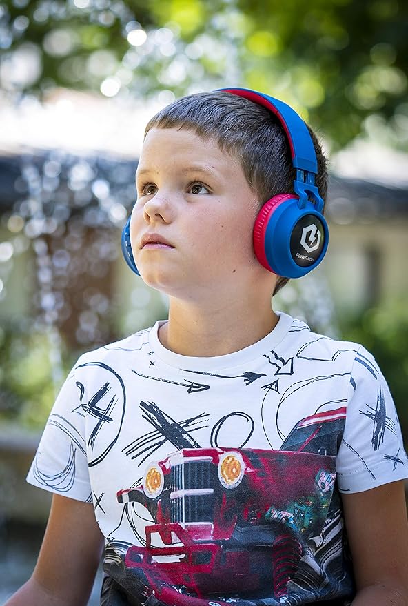 PowerLocus Kids Headphones Wireless, Bluetooth Headphones for Kids Over Ear, LED Lights, 85dB Safe Volume Limit, Foldable, Micro SD Mode, Built-in and Line-in Microphone for Phones,Tablets,Laptop