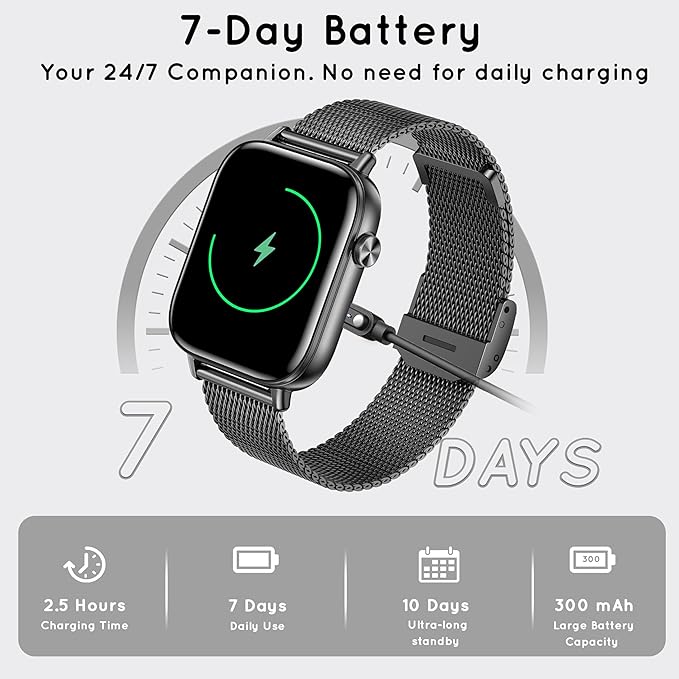 Smart Watch for Men Women (Answer/Make Calls) 1.83" HD 3 Bands Smartwatch Compatible Android iPhone Phones with Fitness Step Tracker/Heart Rate/Sleep Monitor, 120+ Sports Modes IP68 Waterproof, Black