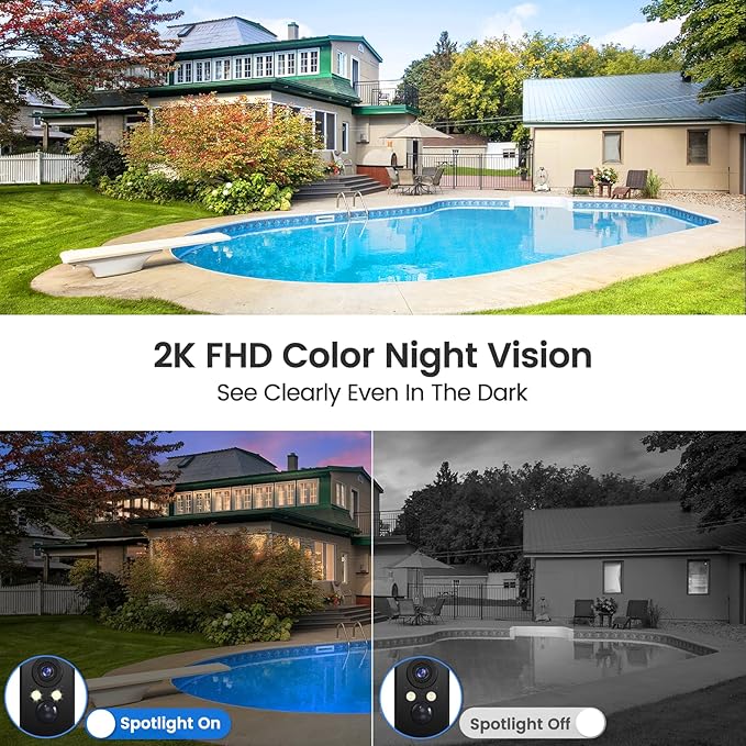 4G LTE Cellular Security Camera Wireless Outdoor, Magnetic, No WiFi Needed, 300° Pan, Solar Powered, Magnetic Mount 1-Min Install, SIM Included, PIR Motion & AI, 2K Night Vision, Lifetime 7-Day Cloud