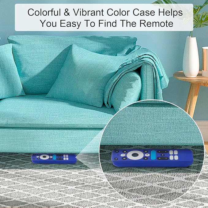 Blue Silicone Protective Case with Strap for 2025 Onn Google TV Box 4K pro Remote, Shockproof Anti-Dirty Cover for Onn Google TV Controller