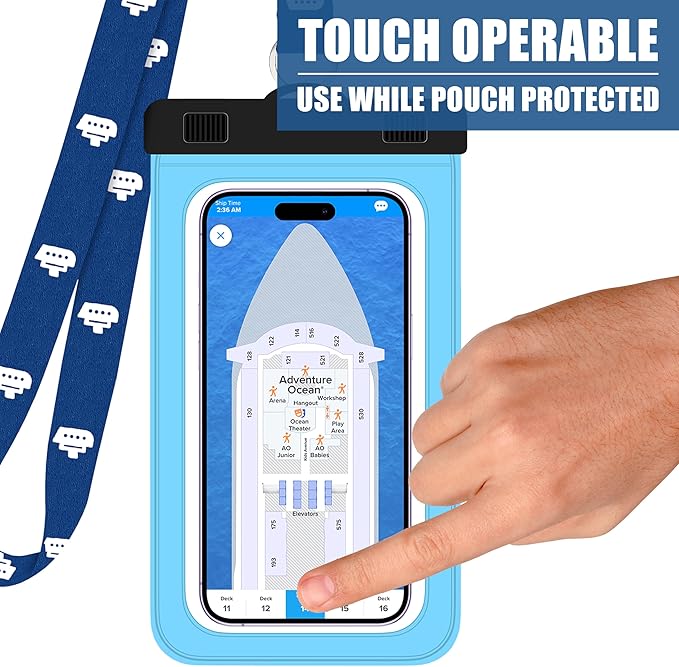 Cruise On Lanyards Waterproof Phone Pouch w/Touch Screen, Extra Large Dry Case for 7??Phones (iPhone 15 14 13 Max, Galaxy S24 Ultra, Pixel 8, OnePlus 12, Motorola) ??2-Pack for Travel & Beach Safety