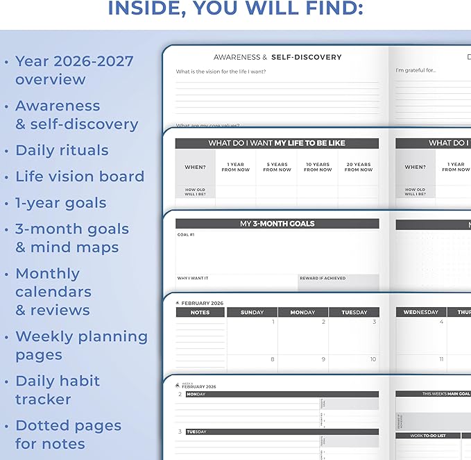 Clever Fox Planner PRO Dated (Jan 2026–Jan 2027) Weekly & Monthly Life Planner to Increase Productivity, Time Management and Hit Your Goals – Organizer, Gratitude Journal – A4 Size (Mystic Blue)